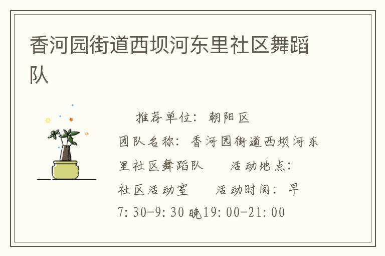 香河園街道西壩河東里社區(qū)舞蹈隊