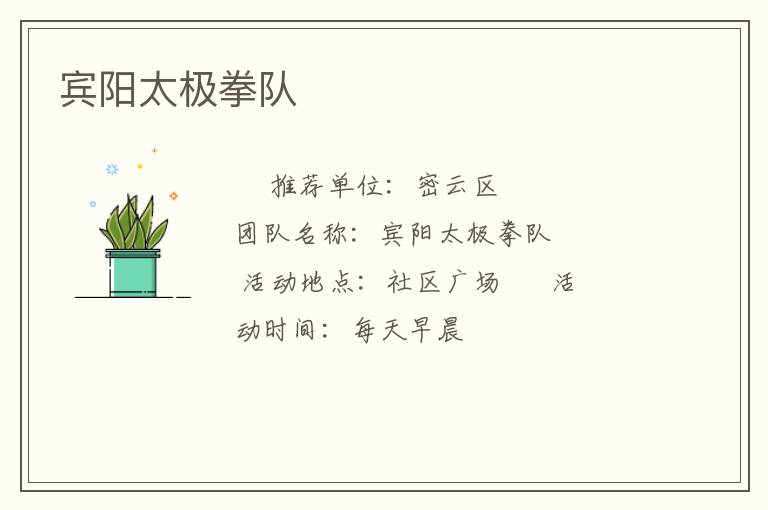 賓陽(yáng)太極拳隊(duì)