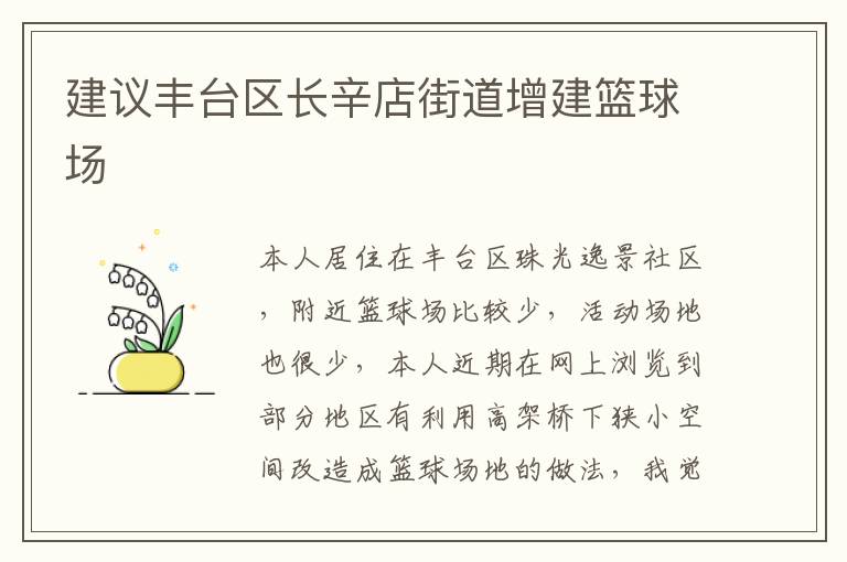 建議豐臺區(qū)長辛店街道增建籃球場