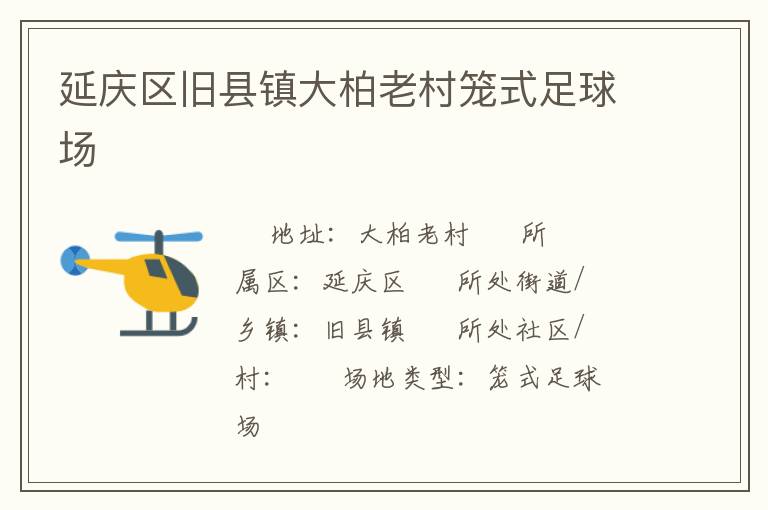 延慶區(qū)舊縣鎮(zhèn)大柏老村籠式足球場(chǎng)