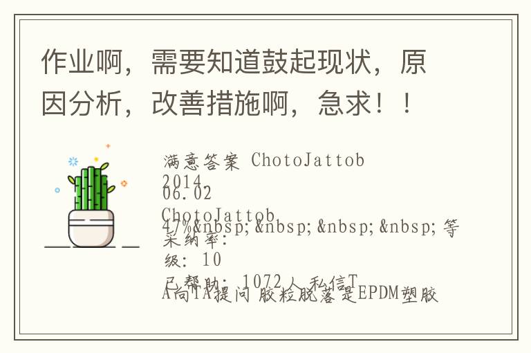 作業(yè)啊，需要知道鼓起現(xiàn)狀，原因分析，改善措施啊，急求?。。? width=