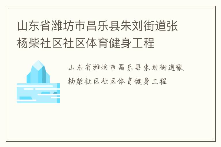 山東省濰坊市昌樂縣朱劉街道張楊柴社區(qū)社區(qū)體育健身工程