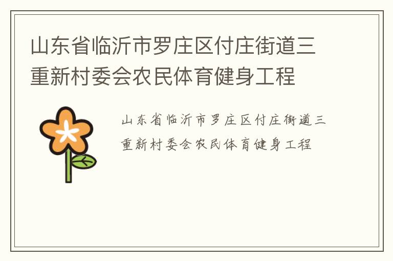 山東省臨沂市羅莊區(qū)付莊街道三重新村委會農(nóng)民體育健身工程