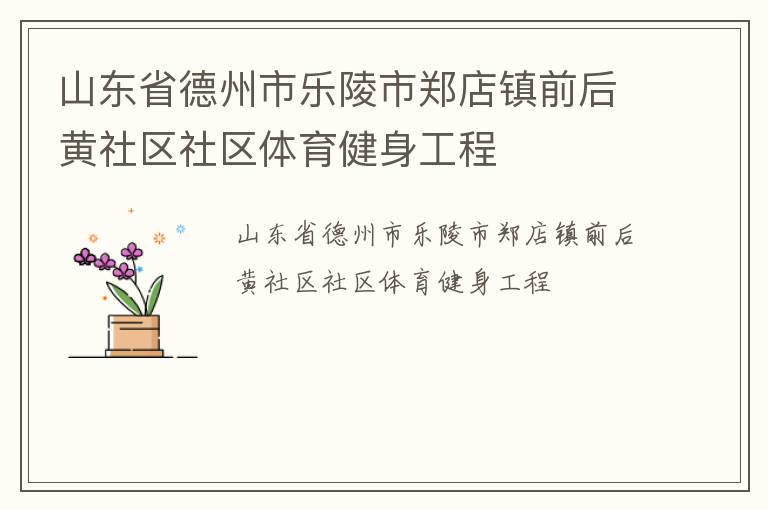 山東省德州市樂陵市鄭店鎮(zhèn)前后黃社區(qū)社區(qū)體育健身工程