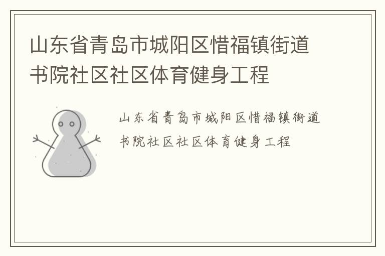 山東省青島市城陽區(qū)惜福鎮(zhèn)街道書院社區(qū)社區(qū)體育健身工程