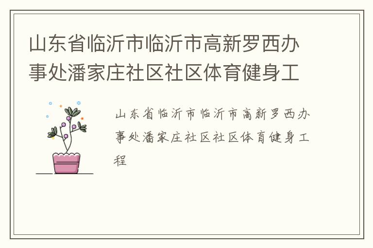 山東省臨沂市臨沂市高新羅西辦事處潘家莊社區(qū)社區(qū)體育健身工程