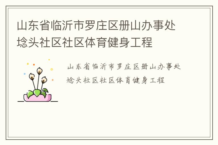 山東省臨沂市羅莊區(qū)冊(cè)山辦事處埝頭社區(qū)社區(qū)體育健身工程