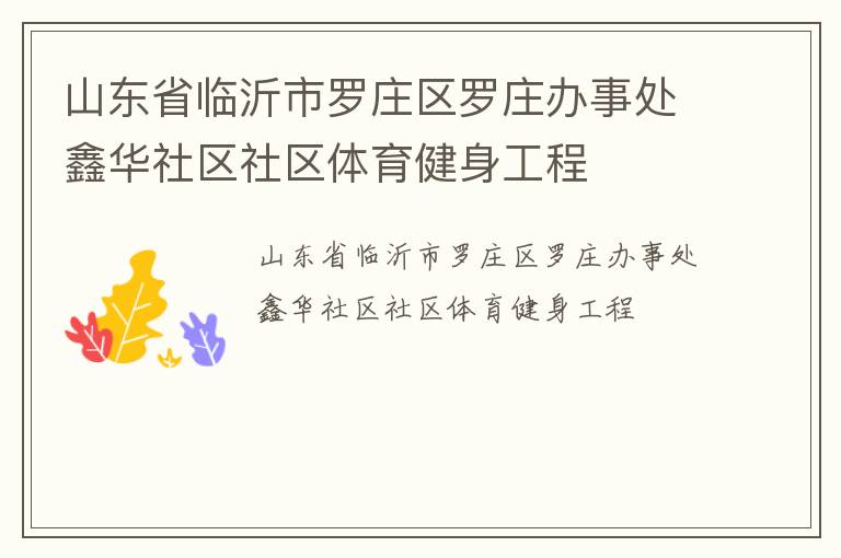 山東省臨沂市羅莊區(qū)羅莊辦事處鑫華社區(qū)社區(qū)體育健身工程