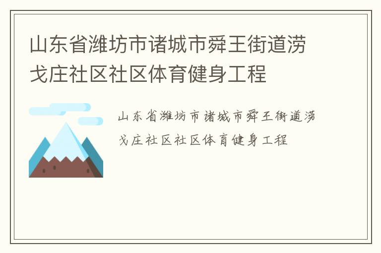 山東省濰坊市諸城市舜王街道澇戈莊社區(qū)社區(qū)體育健身工程