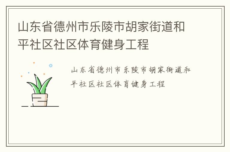 山東省德州市樂(lè)陵市胡家街道和平社區(qū)社區(qū)體育健身工程