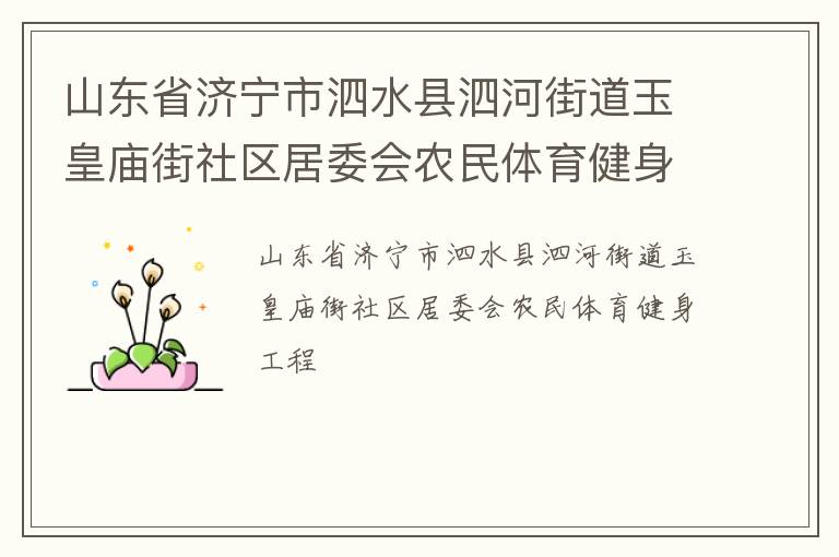 山東省濟寧市泗水縣泗河街道玉皇廟街社區(qū)居委會農民體育健身工程