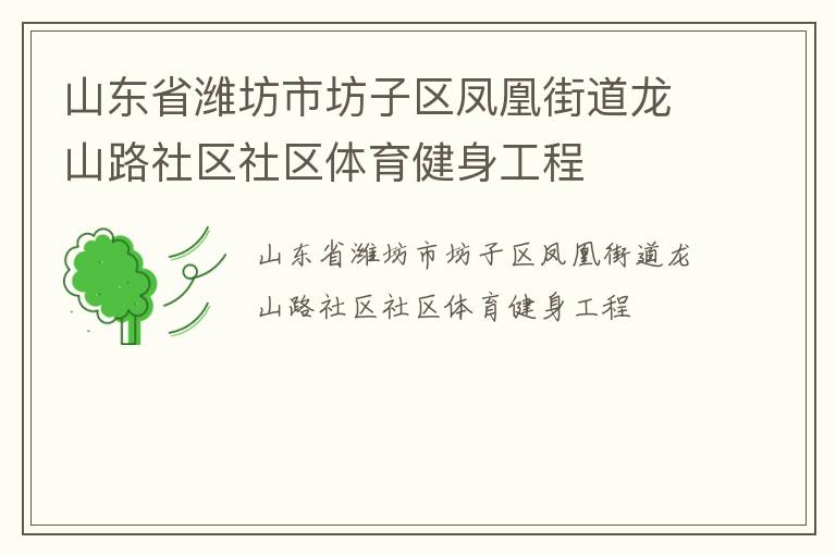 山東省濰坊市坊子區(qū)鳳凰街道龍山路社區(qū)社區(qū)體育健身工程