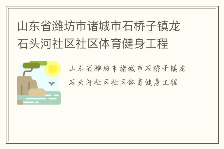 山東省濰坊市諸城市石橋子鎮(zhèn)龍石頭河社區(qū)社區(qū)體育健身工程