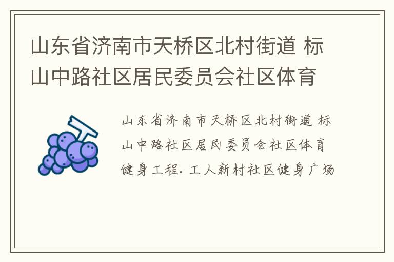 山東省濟(jì)南市天橋區(qū)北村街道 標(biāo)山中路社區(qū)居民委員會(huì)社區(qū)體育健身工程.工人新村社區(qū)健身廣場(chǎng)