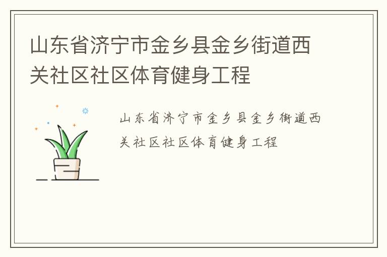 山東省濟寧市金鄉(xiāng)縣金鄉(xiāng)街道西關社區(qū)社區(qū)體育健身工程