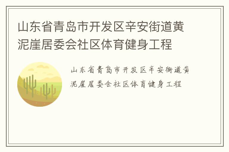 山東省青島市開發(fā)區(qū)辛安街道黃泥崖居委會(huì)社區(qū)體育健身工程