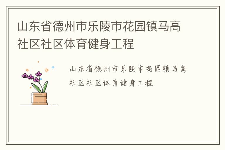 山東省德州市樂陵市花園鎮(zhèn)馬高社區(qū)社區(qū)體育健身工程