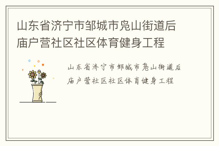 山東省濟(jì)寧市鄒城市鳧山街道后廟戶(hù)營(yíng)社區(qū)社區(qū)體育健身工程