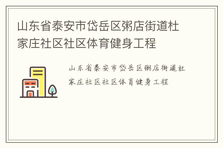 山東省泰安市岱岳區(qū)粥店街道杜家莊社區(qū)社區(qū)體育健身工程