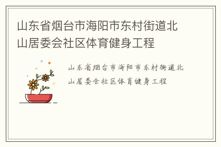山東省煙臺(tái)市海陽市東村街道北山居委會(huì)社區(qū)體育健身工程