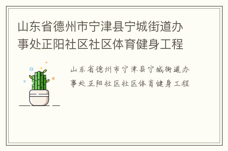 山東省德州市寧津縣寧城街道辦事處正陽(yáng)社區(qū)社區(qū)體育健身工程