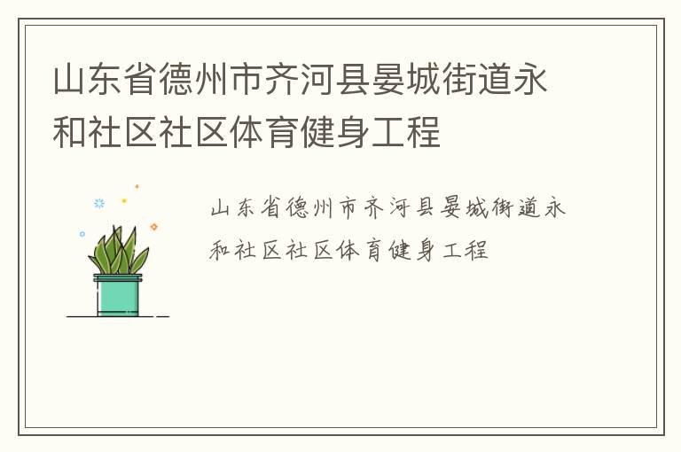 山東省德州市齊河縣晏城街道永和社區(qū)社區(qū)體育健身工程