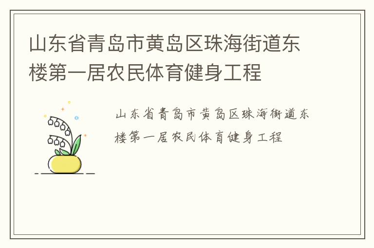 山東省青島市黃島區(qū)珠海街道東樓第一居農(nóng)民體育健身工程