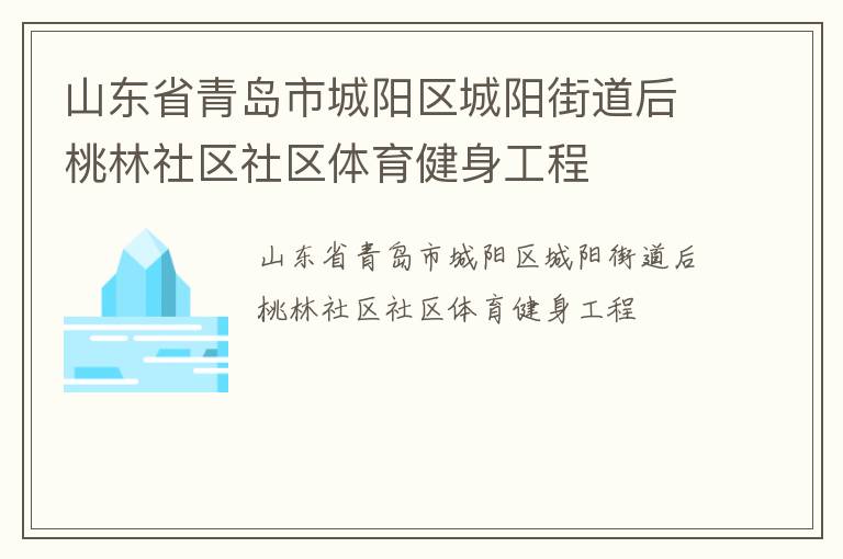 山東省青島市城陽(yáng)區(qū)城陽(yáng)街道后桃林社區(qū)社區(qū)體育健身工程