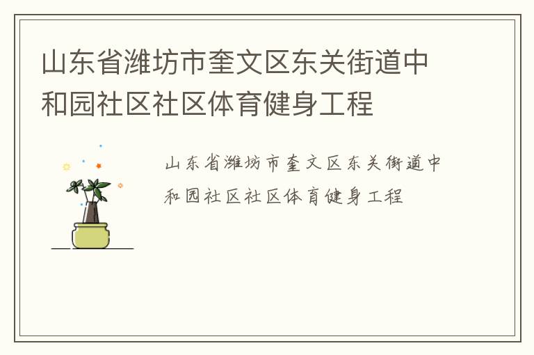 山東省濰坊市奎文區(qū)東關(guān)街道中和園社區(qū)社區(qū)體育健身工程