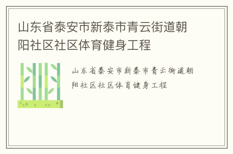 山東省泰安市新泰市青云街道朝陽(yáng)社區(qū)社區(qū)體育健身工程