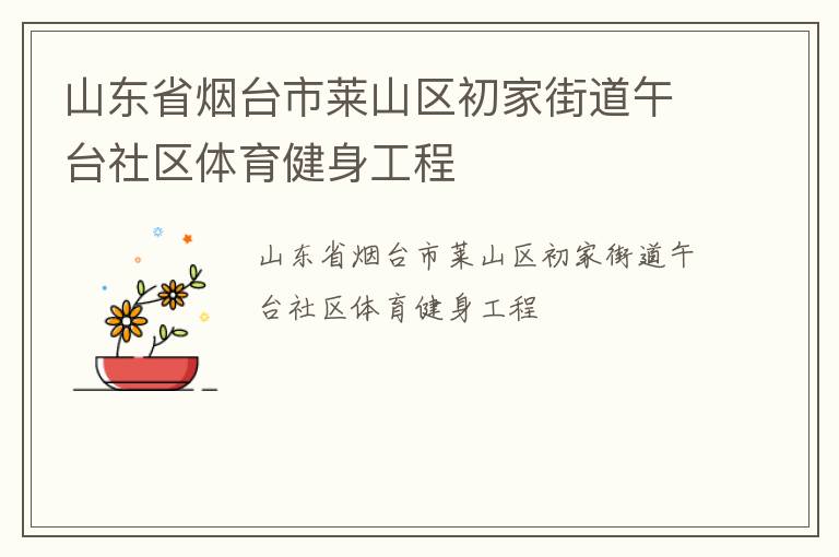 山東省煙臺(tái)市萊山區(qū)初家街道午臺(tái)社區(qū)體育健身工程