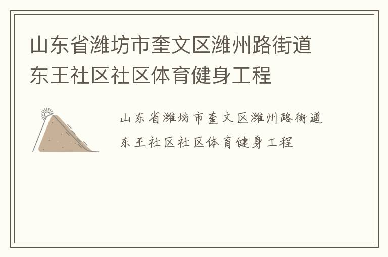 山東省濰坊市奎文區(qū)濰州路街道東王社區(qū)社區(qū)體育健身工程