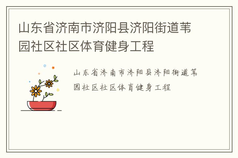 山東省濟(jì)南市濟(jì)陽縣濟(jì)陽街道葦園社區(qū)社區(qū)體育健身工程