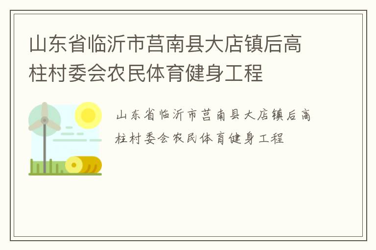 山東省臨沂市莒南縣大店鎮(zhèn)后高柱村委會農民體育健身工程