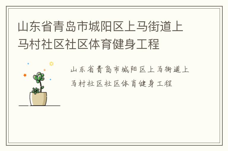 山東省青島市城陽(yáng)區(qū)上馬街道上馬村社區(qū)社區(qū)體育健身工程