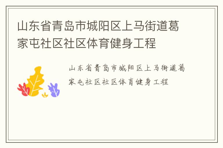 山東省青島市城陽區(qū)上馬街道葛家屯社區(qū)社區(qū)體育健身工程