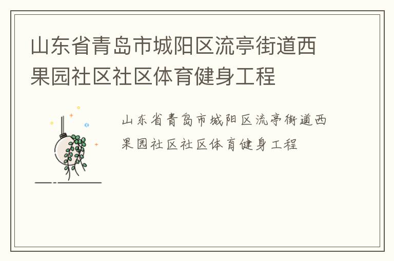 山東省青島市城陽區(qū)流亭街道西果園社區(qū)社區(qū)體育健身工程