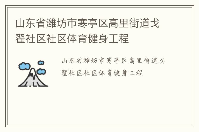 山東省濰坊市寒亭區(qū)高里街道戈翟社區(qū)社區(qū)體育健身工程