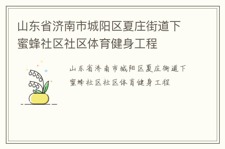 山東省濟(jì)南市城陽(yáng)區(qū)夏莊街道下蜜蜂社區(qū)社區(qū)體育健身工程