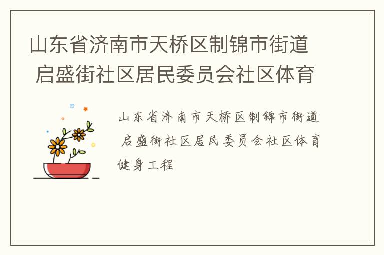 山東省濟南市天橋區(qū)制錦市街道 啟盛街社區(qū)居民委員會社區(qū)體育健身工程