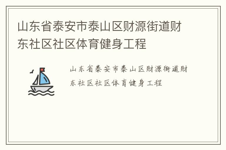 山東省泰安市泰山區(qū)財(cái)源街道財(cái)東社區(qū)社區(qū)體育健身工程