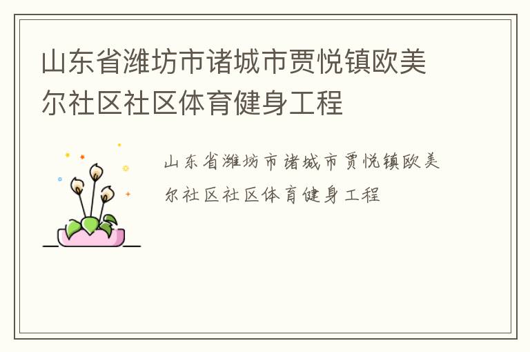 山東省濰坊市諸城市賈悅鎮(zhèn)歐美爾社區(qū)社區(qū)體育健身工程