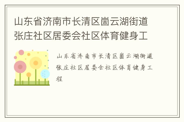 山東省濟南市長清區(qū)崮云湖街道張莊社區(qū)居委會社區(qū)體育健身工程