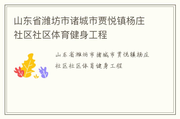 山東省濰坊市諸城市賈悅鎮(zhèn)楊莊社區(qū)社區(qū)體育健身工程