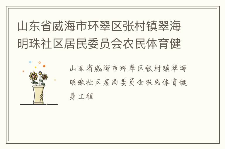 山東省威海市環(huán)翠區(qū)張村鎮(zhèn)翠海明珠社區(qū)居民委員會(huì)農(nóng)民體育健身工程