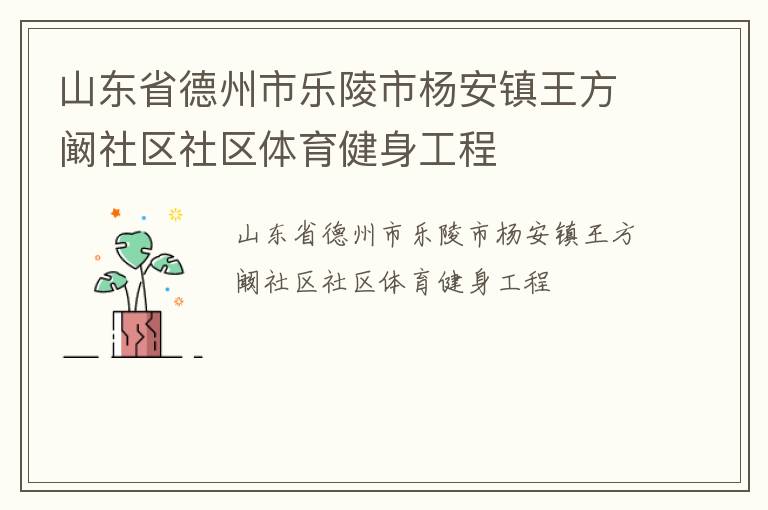 山東省德州市樂(lè)陵市楊安鎮(zhèn)王方闞社區(qū)社區(qū)體育健身工程