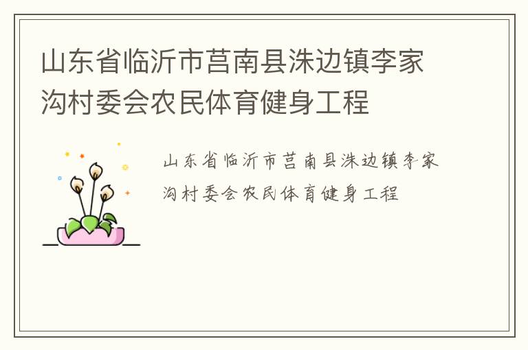 山東省臨沂市莒南縣洙邊鎮(zhèn)李家溝村委會農民體育健身工程