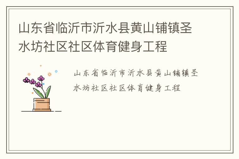 山東省臨沂市沂水縣黃山鋪鎮(zhèn)圣水坊社區(qū)社區(qū)體育健身工程