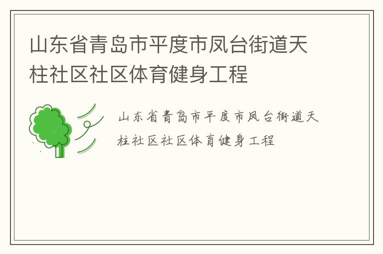 山東省青島市平度市鳳臺街道天柱社區(qū)社區(qū)體育健身工程
