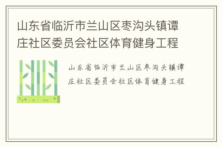 山東省臨沂市蘭山區(qū)棗溝頭鎮(zhèn)譚莊社區(qū)委員會社區(qū)體育健身工程